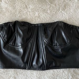 PLT faux leather bustier top